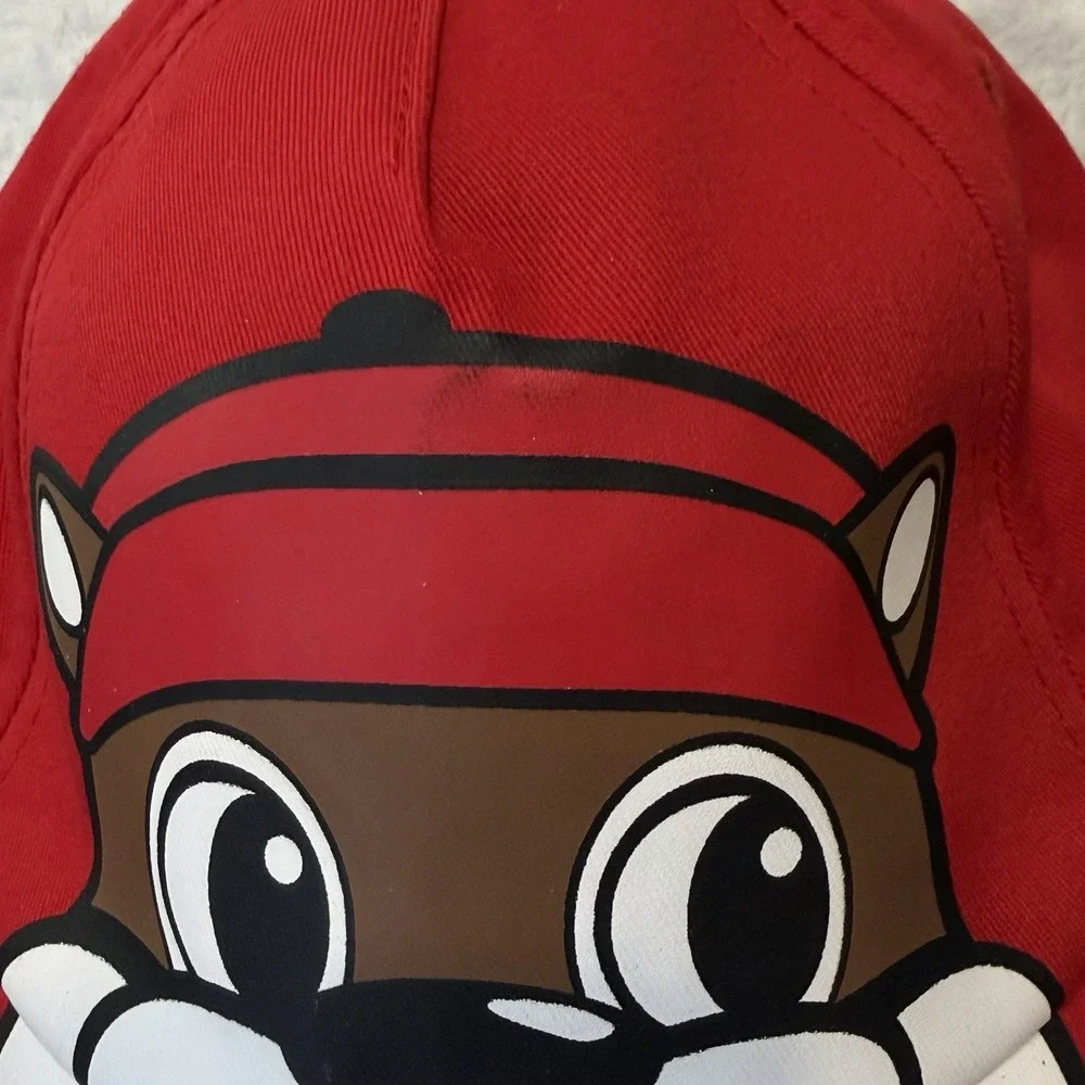Buccee's Buc-ee's Beaver Full Face Youth Baseball Hat Cap Red NEW Elastic Strap